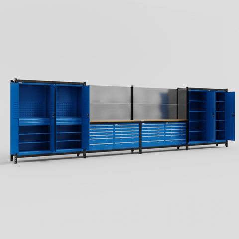 M2222 Modular Work Bench - H2100mm x W7500mm | MDF WBT | Blue