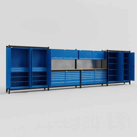 M2222 Modular Work Bench - H2100mm x W7500mm | MDF WBT | Blue