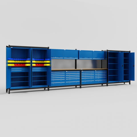 M2222 Modular Work Bench - H2100mm x W7500mm | MDF WBT | Blue