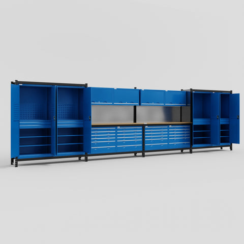 M2222 Modular Work Bench - H2100mm x W7500mm | MDF WBT | Blue