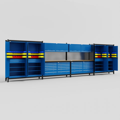 M2222 Modular Work Bench - H2100mm x W7500mm | MDF WBT | Blue