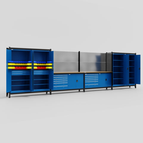 M2222-2 Modular Work Bench - H2100mm x W7500mm | MDF WBT | Blue
