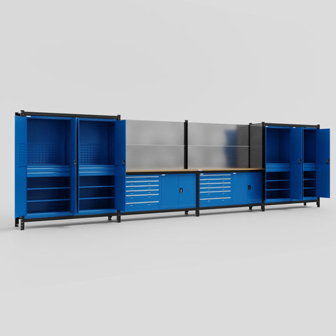 M2222-2 Modular Work Bench - H2100mm x W7500mm | MDF WBT | Blue