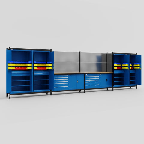 M2222-2 Modular Work Bench - H2100mm x W7500mm | MDF WBT | Blue
