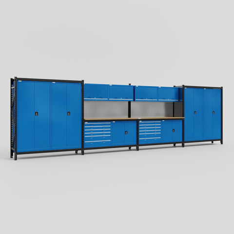 M2222-2 Modular Work Bench - H2100mm x W7500mm | MDF WBT | Blue