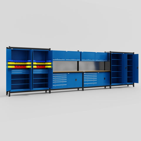 M2222-2 Modular Work Bench - H2100mm x W7500mm | MDF WBT | Blue