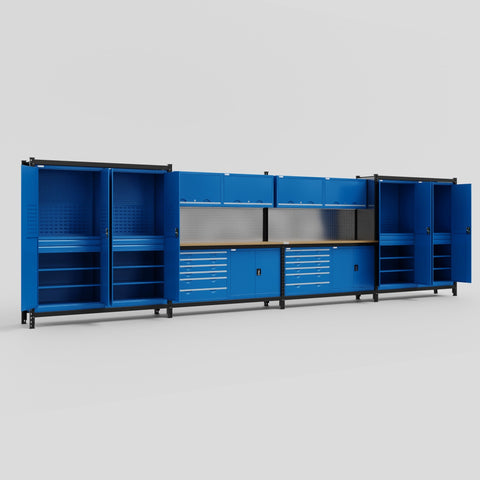M2222-2 Modular Work Bench - H2100mm x W7500mm | MDF WBT | Blue