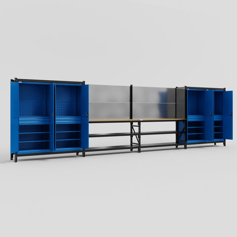 M2222 Modular Work Bench - H2100mm x W7500mm | MDF WBT | Blue