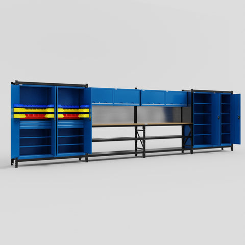 M2222 Modular Work Bench - H2100mm x W7500mm | MDF WBT | Blue