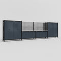 M2222 Modular Work Bench - H2100mm x W7500mm | Stainless WBT | Dark Grey