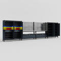 M2222 Modular Work Bench - H2100mm x W7500mm | Stainless WBT | Dark Grey