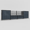 M2222 Modular Work Bench - H2100mm x W7500mm | Stainless WBT | Dark Grey