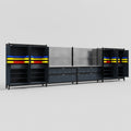 M2222 Modular Work Bench - H2100mm x W7500mm | Stainless WBT | Dark Grey