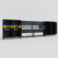 M2222 Modular Work Bench - H2100mm x W7500mm | Stainless WBT | Dark Grey