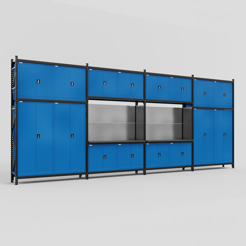 M2222 Modular Work Bench - H3100mm x W7500mm | Laminate WBT | Blue