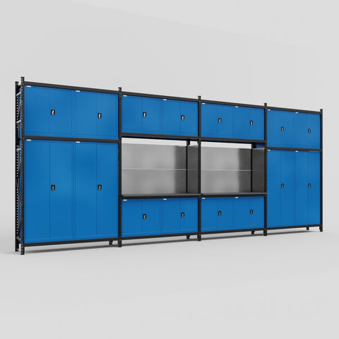 M2222 Modular Work Bench - H3100mm x W7500mm | Laminate WBT | Blue