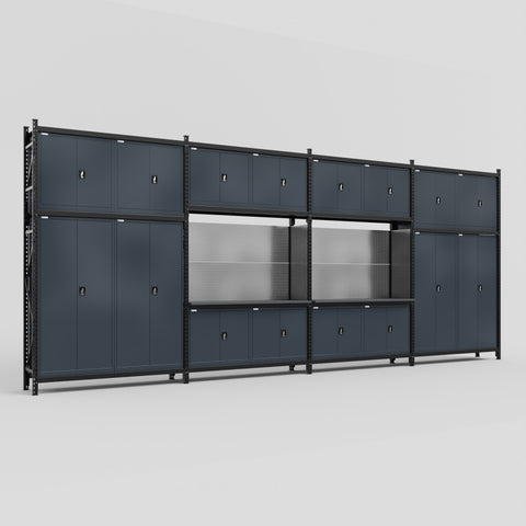 M2222 Modular Work Bench - H3100mm x W7500mm | Laminate WBT | Dark Grey