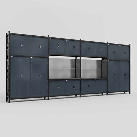 M2222 Modular Work Bench - H3100mm x W7500mm | Laminate WBT | Dark Grey