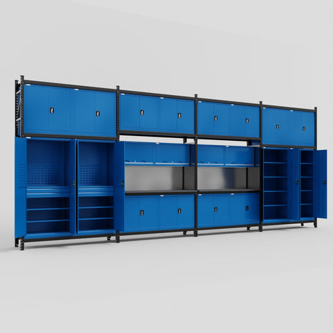 M2222 Modular Work Bench - H3100mm x W7500mm | Laminate WBT | Blue