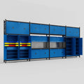 M2222 Modular Work Bench - H3100mm x W7500mm | Laminate WBT | Blue