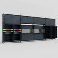 M2222 Modular Work Bench - H3100mm x W7500mm | Laminate WBT | Dark Grey