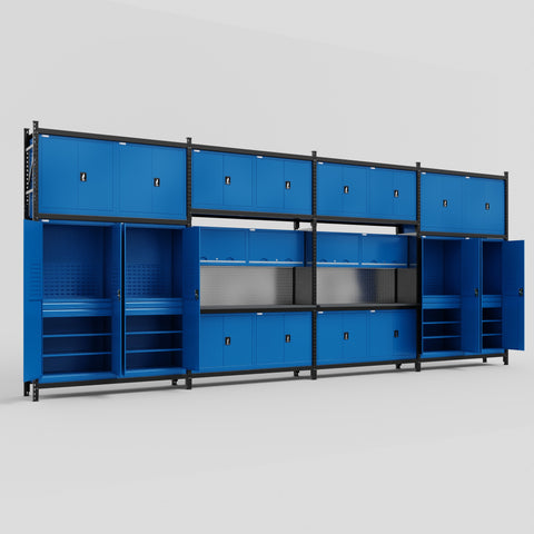 M2222 Modular Work Bench - H3100mm x W7500mm | Laminate WBT | Blue