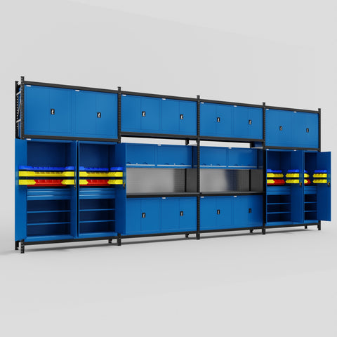 M2222 Modular Work Bench - H3100mm x W7500mm | Laminate WBT | Blue