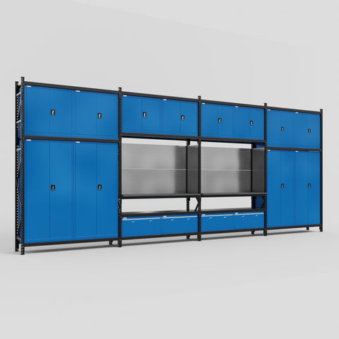 M2222 Modular Work Bench - H3100mm x W7500mm | Laminate WBT | Blue