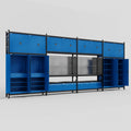 M2222 Modular Work Bench - H3100mm x W7500mm | Laminate WBT | Blue