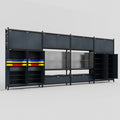 M2222 Modular Work Bench - H3100mm x W7500mm | Laminate WBT | Dark Grey
