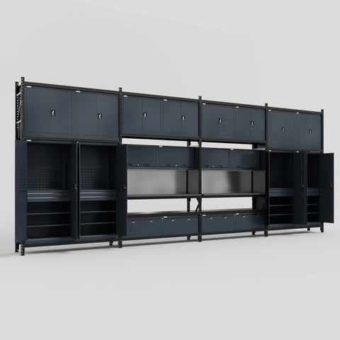 M2222 Modular Work Bench - H3100mm x W7500mm | Laminate WBT | Dark Grey