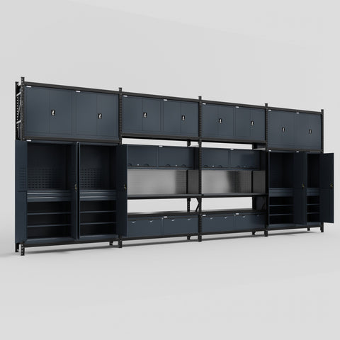 M2222 Modular Work Bench - H3100mm x W7500mm | Laminate WBT | Dark Grey