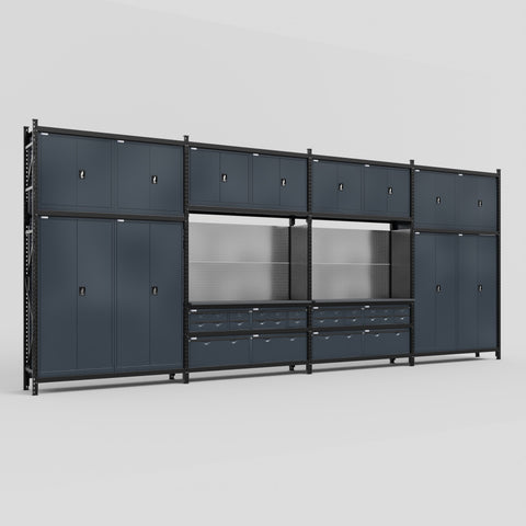 M2222 Modular Work Bench - H3100mm x W7500mm | Laminate WBT | Dark Grey