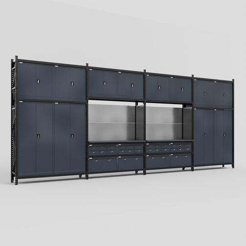 M2222 Modular Work Bench - H3100mm x W7500mm | Laminate WBT | Dark Grey