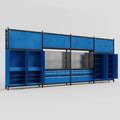M2222 Modular Work Bench - H3100mm x W7500mm | Laminate WBT | Blue