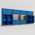 M2222 Modular Work Bench - H3100mm x W7500mm | Laminate WBT | Blue