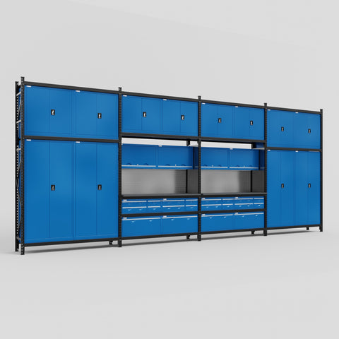 M2222 Modular Work Bench - H3100mm x W7500mm | Laminate WBT | Blue