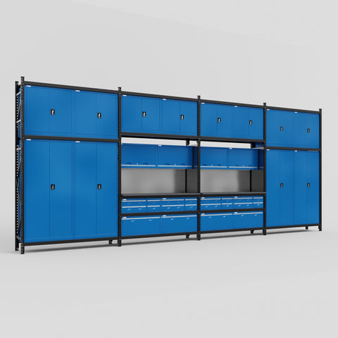 M2222 Modular Work Bench - H3100mm x W7500mm | Laminate WBT | Blue