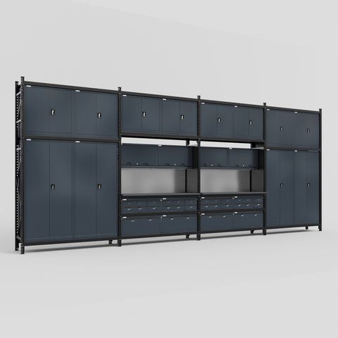 M2222 Modular Work Bench - H3100mm x W7500mm | Laminate WBT | Dark Grey