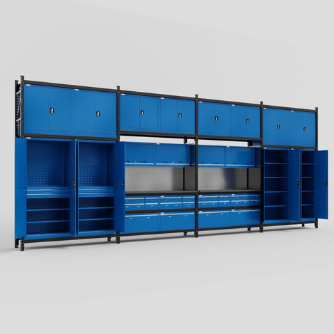 M2222 Modular Work Bench - H3100mm x W7500mm | Laminate WBT | Blue