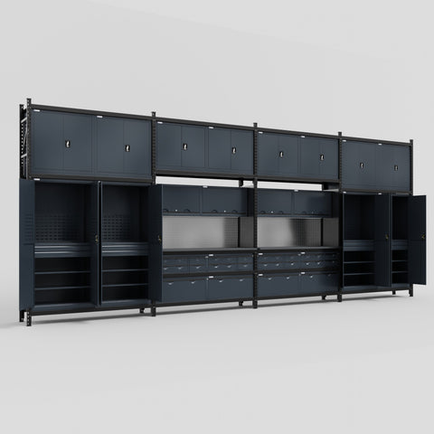M2222 Modular Work Bench - H3100mm x W7500mm | Laminate WBT | Dark Grey