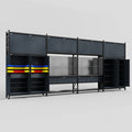 M2222 Modular Work Bench - H3100mm x W7500mm | Laminate WBT | Dark Grey