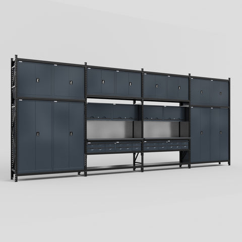 M2222 Modular Work Bench - H3100mm x W7500mm | Laminate WBT | Dark Grey
