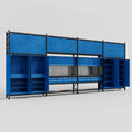 M2222 Modular Work Bench - H3100mm x W7500mm | Laminate WBT | Blue