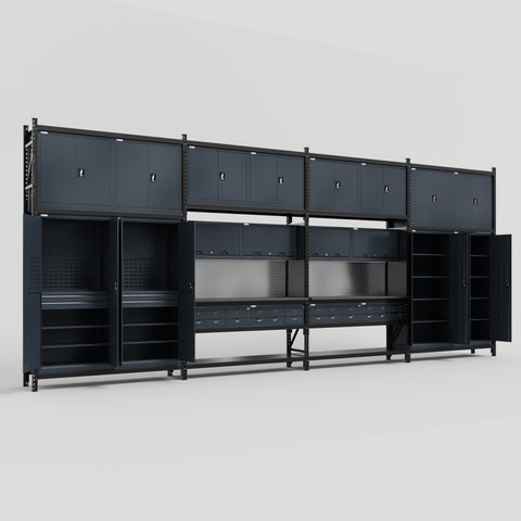 M2222 Modular Work Bench - H3100mm x W7500mm | Laminate WBT | Dark Grey