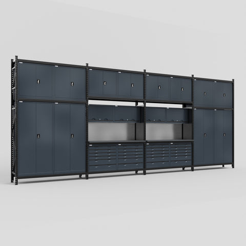 M2222 Modular Work Bench - H3100mm x W7500mm | Laminate WBT | Dark Grey