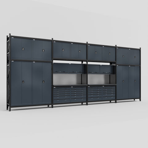 M2222 Modular Work Bench - H3100mm x W7500mm | Laminate WBT | Dark Grey