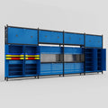 M2222 Modular Work Bench - H3100mm x W7500mm | Laminate WBT | Blue