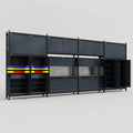 M2222 Modular Work Bench - H3100mm x W7500mm | Laminate WBT | Dark Grey
