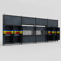 M2222 Modular Work Bench - H3100mm x W7500mm | Laminate WBT | Dark Grey